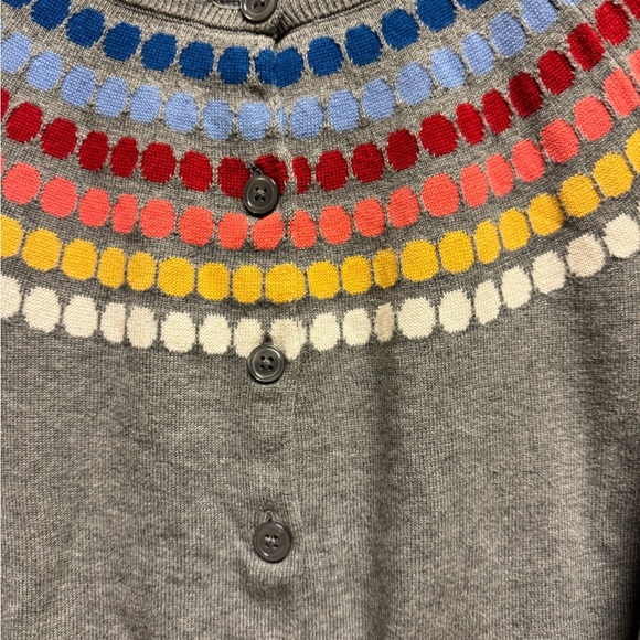 Talbots Gray Cardigan with Multicolor Yoke - Picture 2 of 7